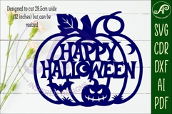 Pumpkin Happy Halloween wall sign svg laser cut file Product Image 2