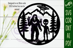 Bigfoot and Alien wall art sign, SVG file Product Image 2