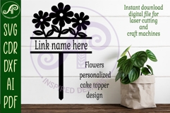 Personalized Flowers cake topper SVG laser cut Product Image 2
