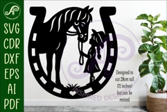 Little cowgirl and horse wall sign svg laser cut Product Image 2