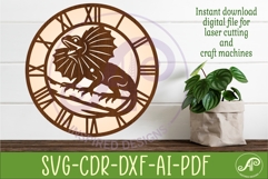 Frill Neck Lizard Clock SVG, Reptile Laser Cut Clock Design Product Image 2