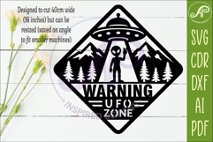 UFO Warning Sign SVG Alien Abduction Wall Art Laser Cut File Product Image 2