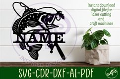 Bass fish name sign svg laser cut file Product Image 2