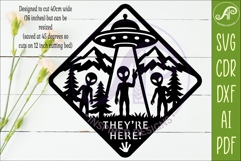 Funny Alien UFO They're Here Wall Sign SVG Laser Cut File Product Image 2