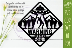 UFO Warning Sign SVG Human Abduction Wall Art Laser Cut Fi Product Image 2