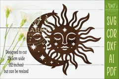 Celestial Sun Moon Wall Art SVG, Boho Moon Phase Laser Cut Product Image 2