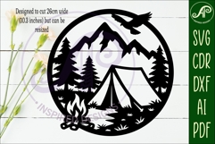 Campfire mountains and forest wall art sign, laser cut Product Image 2