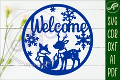 Welcome winter animal wall sign svg laser cut file Product Image 2