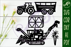 Sugar cane Harvesting vehicle laser cut outs SVG file Product Image 2