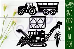 Sugar cane Harvesting vehicle laser cut outs SVG file Product Image 2