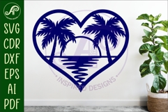 Sunset beach heart wall sign, SVG file. Product Image 2