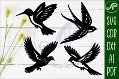Flying Birds silhouette laser cut outs SVG files Product Image 2