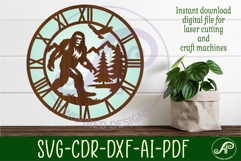 Big foot forest clock wall clock laser cut files Product Image 2