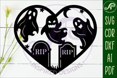 Graveyard Halloween heart laser cut wall sign Product Image 2