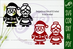 Santa and Mrs Claus shape silhouette Christmas laser cut Product Image 2