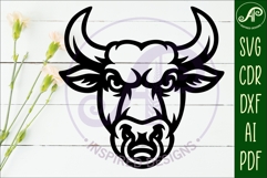 Bull head with ring wall art sign, SVG file. vector Product Image 2