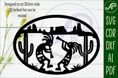 Kokopelli Southwest Wall Art SVG, Western Desert Oval Sign Product Image 2