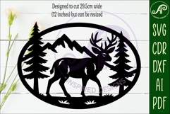 Mule Deer mountain scene Oval wall sign laser cut file Product Image 2