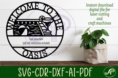 Pool oasis family name wall art sign Product Image 2