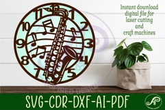 Saxophone Music clock wall clock laser cut files Product Image 2