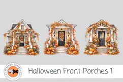 PNG Halloween Watercolor Front Porches 1 Product Image 3