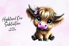 Highland Baby cow clipart sublimation png Product Image 1