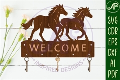 Running horses Key holder designs for wood and metal Product Image 2