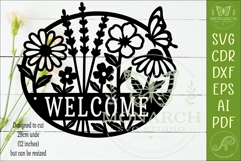 Floral Welcome Sign SVG, Wildflower Door Hanger, Butterfly Product Image 2