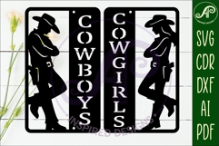 Western Bathroom Sign SVG Cowboys Cowgirls Product Image 2