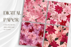 Christmas Flower Pattern Background Wallpaper Digital Paper Product Image 1
