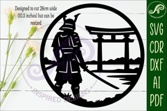 Samurai Wall Art SVG Laser Cut File, Japanese Warrior Torii Product Image 2