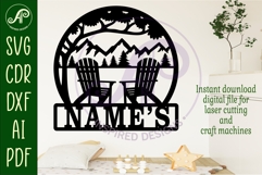 Adirondack chairs name wall art sign, SVG personalized Product Image 2