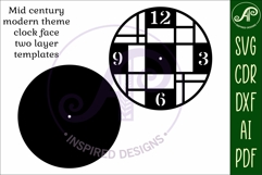 Mid century modern clock wall clock laser cut design 2 Product Image 2