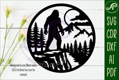 Bigfoot Moonlight Forest Wall Sign SVG Night Sasquatch Laser Product Image 2