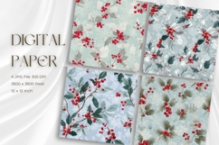 Christmas Flower Pattern Background Wallpaper Digital Paper Product Image 1