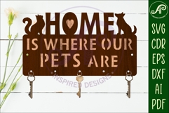 Pet Key Holder SVG Cat Dog Key Rack Laser Cut &amp; Metal Product Image 2