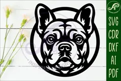 French Bulldog SVG Laser Cut File, Dog Face Wall Art Product Image 2