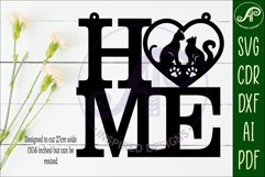 Home word with Cats theme wall art sign, SVG file. vector Product Image 2