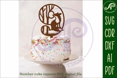 Woodland Fox number cake toppers SVG cut files Product Image 2