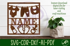 Baby name sign Washing line laser cut design or card Product Image 2