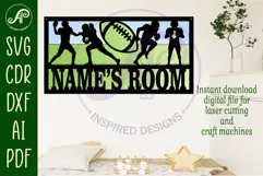American football scene name sign SVG 3 layer laser cut Product Image 2