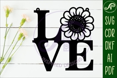 Love word with flower wall art sign, SVG file. vector Product Image 2