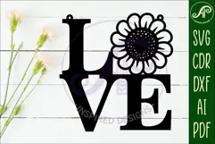 Love word with flower wall art sign, SVG file. vector Product Image 2