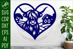 Highland cow farm heart laser cut wall sign Product Image 2
