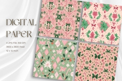 Christmas Flower Pattern Background Wallpaper Digital Paper Product Image 1