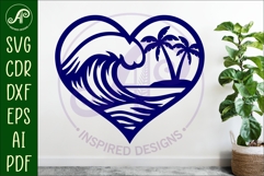 Surf wave heart wall sign, SVG file. Product Image 2