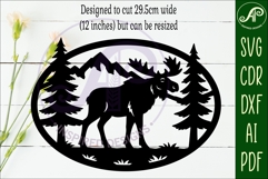 Moose mountain scene Oval wall sign laser cut file Product Image 2