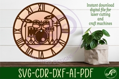 Drum kit wall clock laser cut files Product Image 2