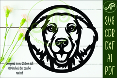 Golden Retriever Dog SVG Laser Cut File, Dog Face Wall Art Product Image 5