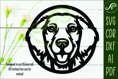 Golden Retriever Dog SVG Laser Cut File, Dog Face Wall Art Product Image 5